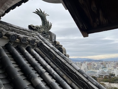 天守四階窓から見た鯱鉾