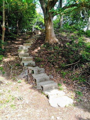 駐車場から城址への石段