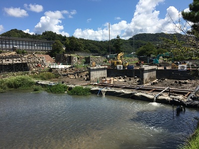 復元整備工事中の擬宝珠橋