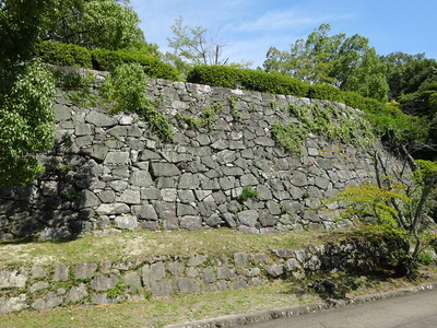 上野城跡碑から右手に続く石垣