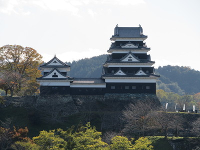 河川敷土手から天守と台所櫓