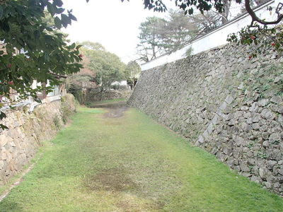 本丸北側の堀と石垣
