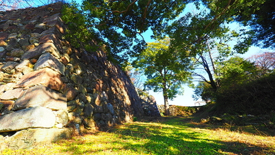 本丸南面の石垣と空堀