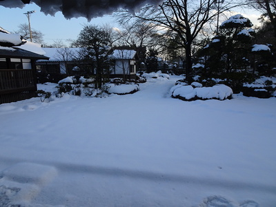 家老詰所から望む雪景色の庭