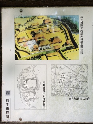 高井城案内板・復元図と縄張り図
