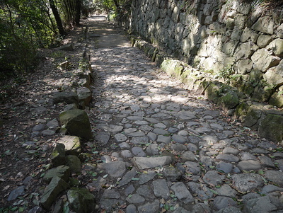 黒門口登城道の途中に残る石畳