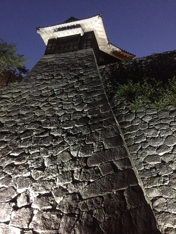 松山城 夜の石垣