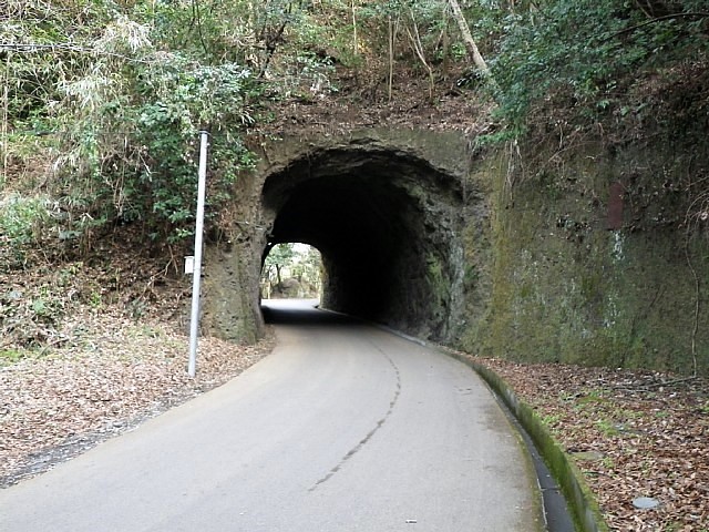 岡城へ入る道の手掘りトンネル