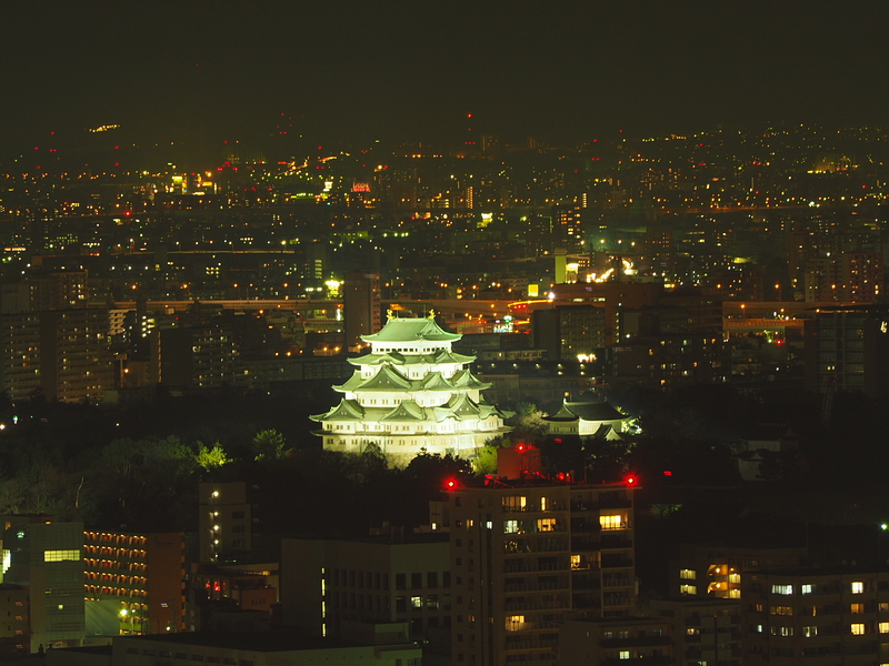 攻城団 名古屋城の写真 夜景の中に浮く天守