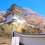 満開の桜と隅櫓