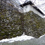 残った雪と桜と石垣