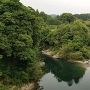 豊川の橋の上から見た長篠城跡
