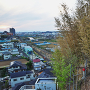 出丸より望む夕日、鶴見川とJR横浜線