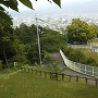 山頂駐車付近からの登り路と街の風景