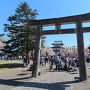 松前神社鳥居越しの天守