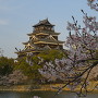 桜満開、夕刻の広島城