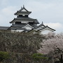 桜咲く清水門横から三重櫓