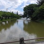 戸澤神社への参道脇の水堀と土塁