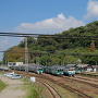 旧寺島川(JR徳島駅操車場)と城山