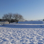 雪の右郭と本丸土塁