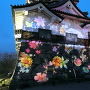 彦根城・天守に投影された花々