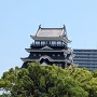 備後護国神社より鉄板貼りの福山城をのぞむ