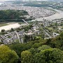 岩国城天守から見える岩国陣屋と土居と城下町