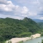 苗木城跡全景（城山大橋より）