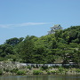 城址南東堀端から　現存土塀もあるよ