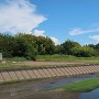 川北城 志登茂川越しの遠景（西より）