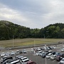 越前たけふ駅下りホームから見た二峯城と岩内山