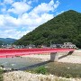 高松城 根の谷川越しの遠景（南西より）