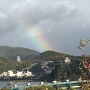 展望台からの犬山城。雨上りの虹が架かっています。