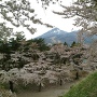 城址の桜越しに眺める磐梯山