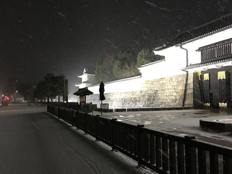 雪の夜の東大手門前